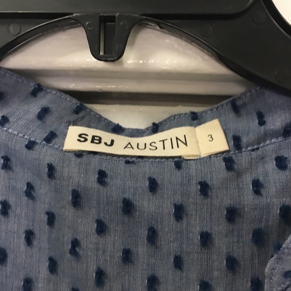 SBJ Austin Swiss dots chambray dress M/L - Picture 2 of 8